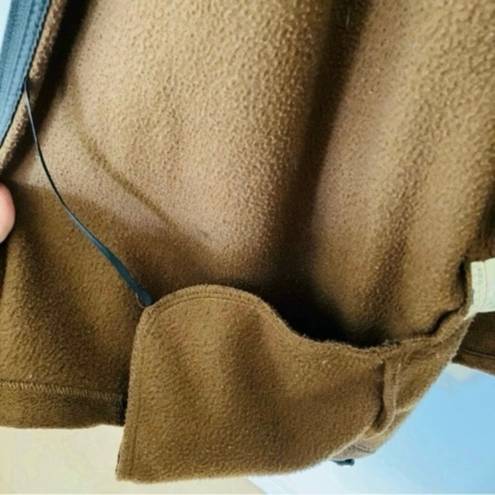 London Fog Vintage  Camel Brown Black Collar Fleece Jacket Coat Warm Minimal