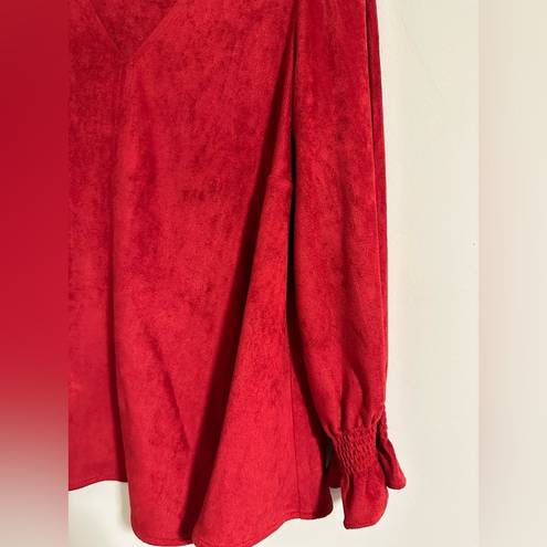 Tuckernuck  Easton suede blouse in burgundy red color