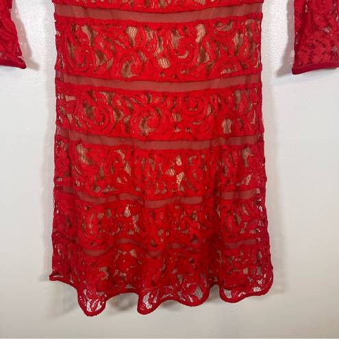 Ruby ERIN Erin Fetherston Lace 3/4 Sleeve Dress,  Red Ling Sleeve Size 0