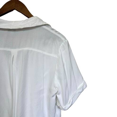 Sim & Sam  Cropped Button Up Blouse Womens XL White Rayon Minimalist Neutral Boho