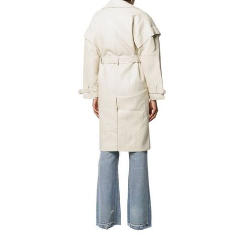 Apparis Kiera Faux Leather Trench Coat in Ivory Large