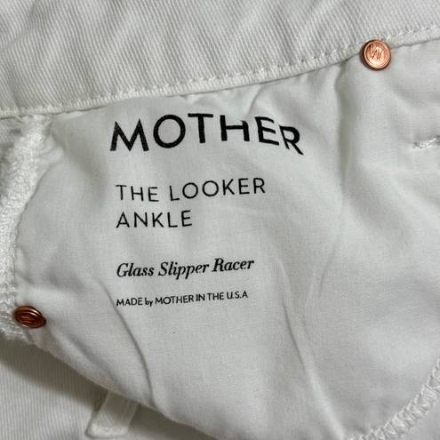 MOTHER Denim White Blue Striped The Looker Ankle Jeans 29