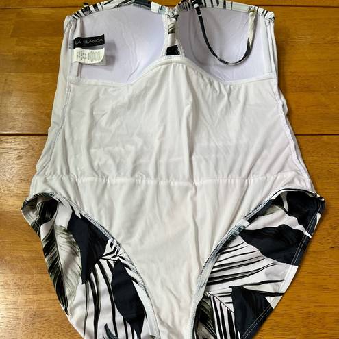 La Blanca  Bandeau Tropical One Piece Swimsuit Strap Summer Swim, Size L