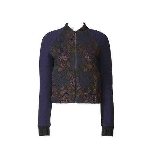 Martin Grant Paris Brocade Bomber Jacket in Blue 4 36 Womens Jacquard Coat Size undefined