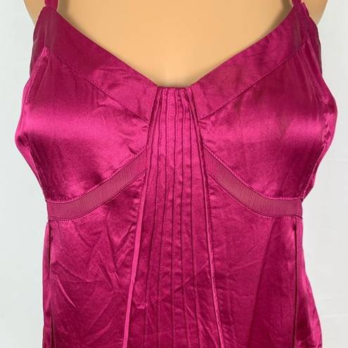 Marc Jacobs  Silk Cami Tank Fuchsia Crocheted Strip