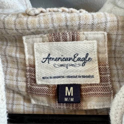 American Eagle Cropped Hooded Flannel