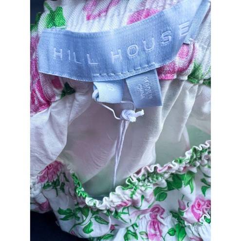 Hill House NWT  The Paz Skirt in Pink Roses Linen Mini