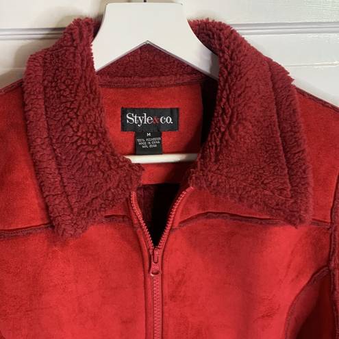 Style & Co Vintage Red Faux Shearling Coat New with Tag Size Medium