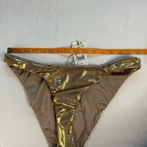 Good American NWT  Size 4 / XL Mink Gold Reversible Metallic Better Bikini Bottom