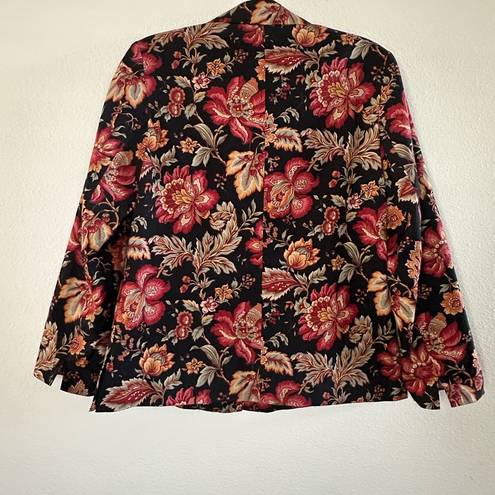 Talbots Vintage  100% Cotton Floral Go Anywhere Jacket blazer button up size 8