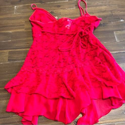 In Bloom  Sexy Lingerie Dress Gown Red Lace Skirt Ruffle Medium Floral