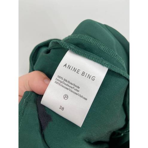 ANINE BING  Emerald Green Classic Straight Leg Silk Pants Size 38 NWT