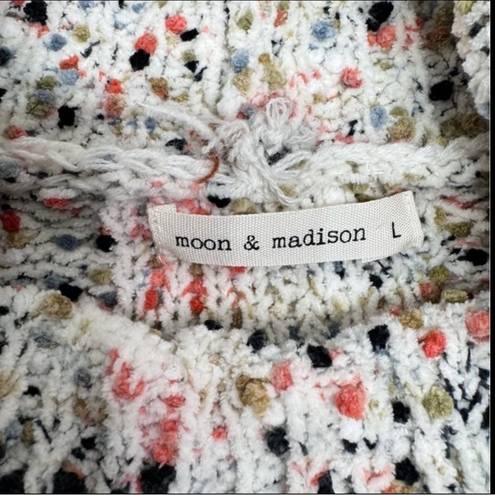 The Moon  & Madison Cream Color Flecks Chunky Cable Knit Turtleneck Sweater Large