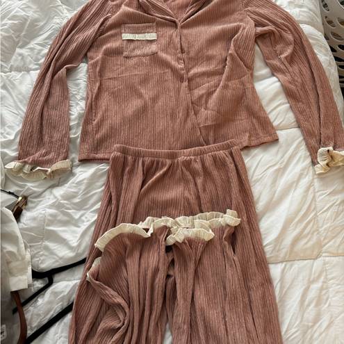 SheIn New Lace Trimmed Pleated PJ Set