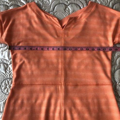 Talbots T By  Orange Striped Textured Terry Cloth Knee Length Shirt Dress Size S