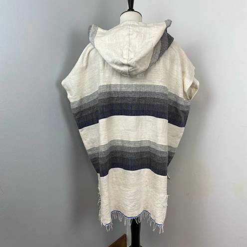 Lemlem NEW   Gray Striped Debizaza Hooded Poncho Large