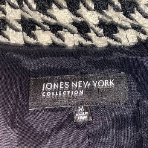 Jones New York  Houndstooth Wool-Blend Quilted Jacket in Black White