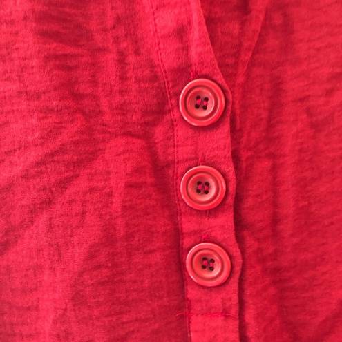 Habitat  Blouse Poppy Button Down Collared Tunic Asymmetrical Hem Sz M EUC