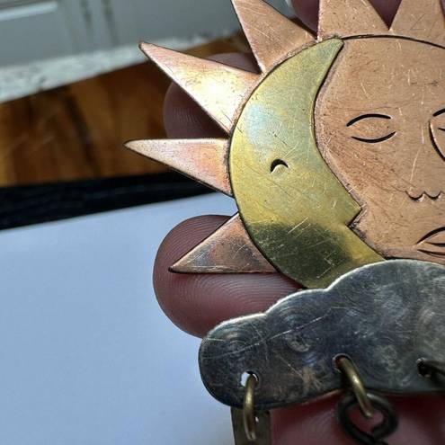 Handcrafted Metal Sunshine Brooch Pin