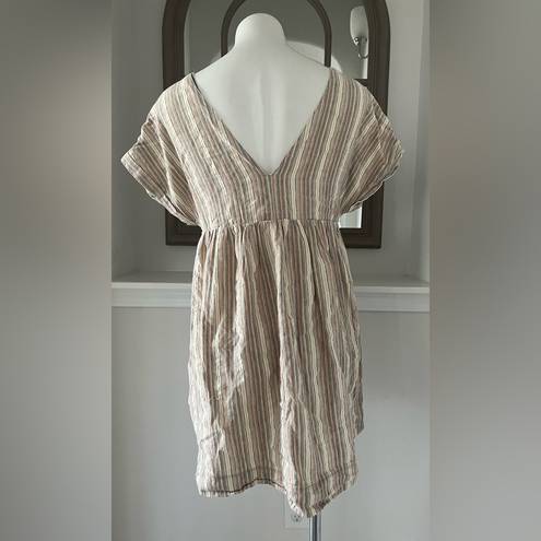 Urban Outfitters Serendipity Linen Babydoll Dress in Neutral Multi Size S