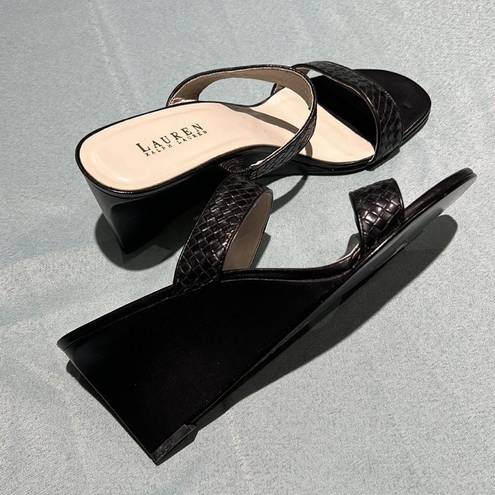 Ralph Lauren ,Richelle black wedge sandal Size 10B B50