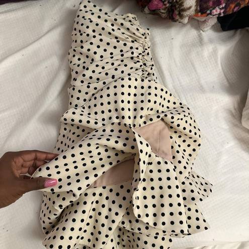 ZARA Cream layered polka dot mini skirt 