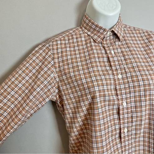 Nordstrom Vintage 1970s  Shirt Plaid Women Button-Up Brown Office Long Sleeve