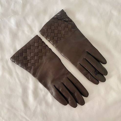 Vintage genuine brown Italian leather gloves Madova Florence Italy size 6.5