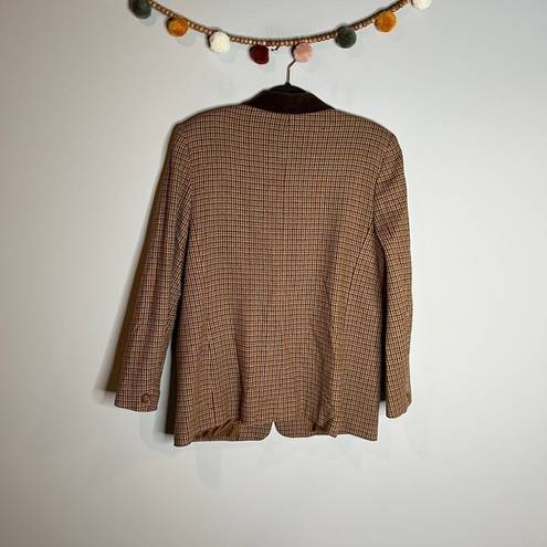 Houndstooth Vintage tan colorful  wool blend blazer