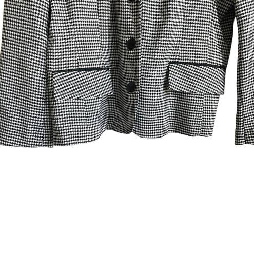 Houndstooth Lauren Alexandra Women Jacket Blazer Collar 3 Button Closure Size 10 