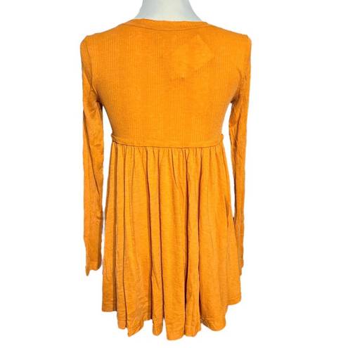 True Craft NWT  Babydoll Orange Top Long Sleeve Round Neck Size Small S