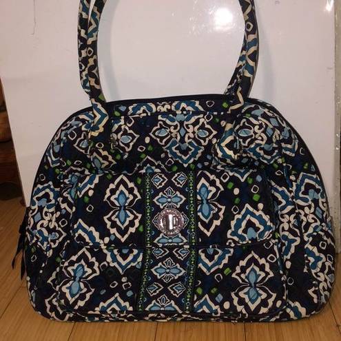 Vera Bradley Retired  Turnlock Satchel Ink Blue