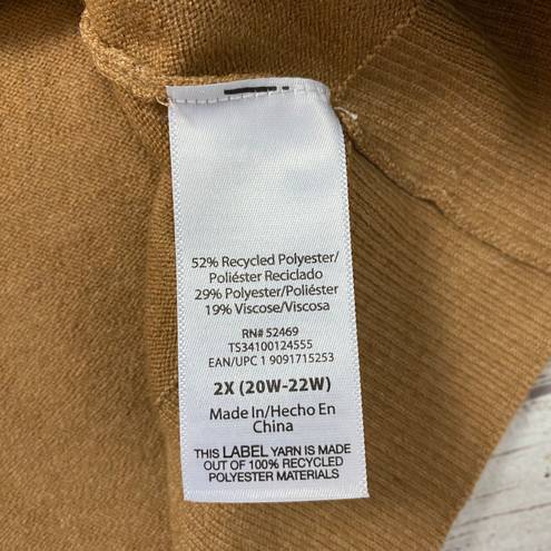 Terra & Sky women 2X 20W-22W sweater vest lightweight v-cut tan