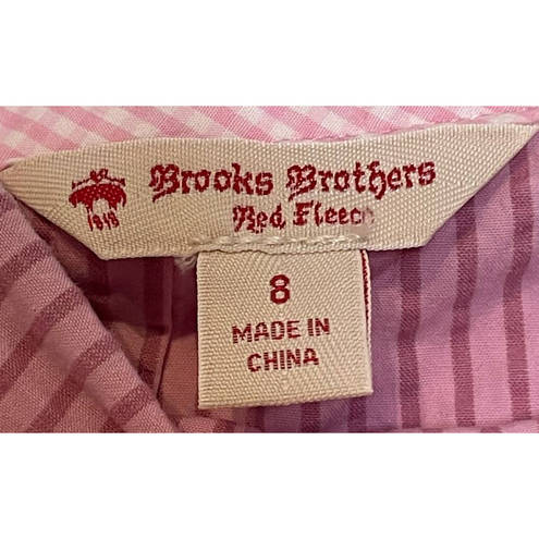 Brooks Brothers  Women Skirt Striped Pleated A-Line Cotton Red Fleece Pink Size 8