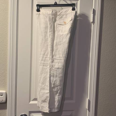 Juicy Couture Women's  White Linen Cropped Capri Pants Size 6 EUC #1876