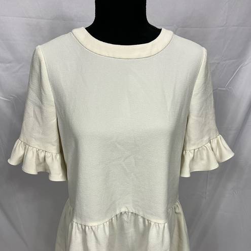 Kate Spade  Linda Ruffle Sleeve Peplum Hem Crepe Blouse Cream Small