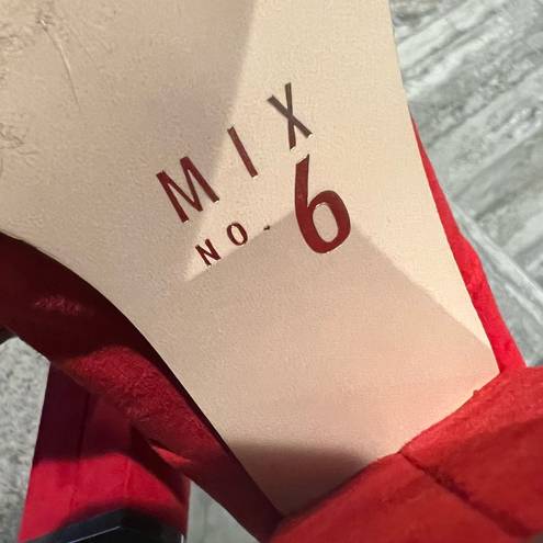 mix no. 6  Asuviel Red Faux Suede Mary Jane Pumps Block Heel Shoes Size 8.5M NEW