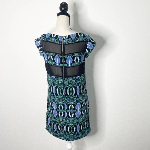 Sam Edelman Blue Green Snakeskin Print Short Sleeve Dress in a Size Small Scoop Neck