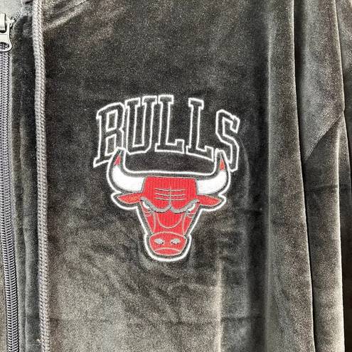 Nba  Chicago‎ Bulls Sweatshirt Jacket Hoodie Zip Up Womens Size XL Black Velour