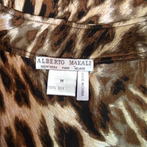 Alberto Makali  Animal Print Button Silk Tunic‎ Top