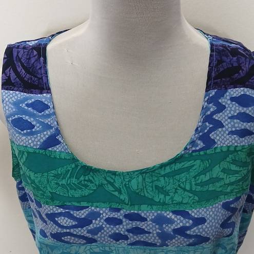 Kathie Lee Collection blue multi pattern midi tank dress size 10