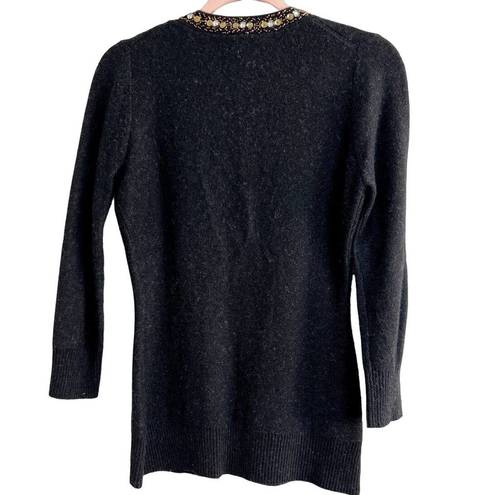 Tracy Reese  Embellished Sequin Beaded Knit Cardigan Sweater Black Women's Small