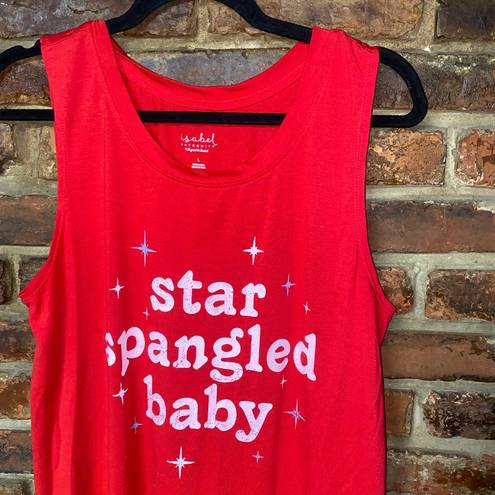 Isabel Maternity  Red Star Spangled Baby Fourth Of July USA Tank Top Size Large