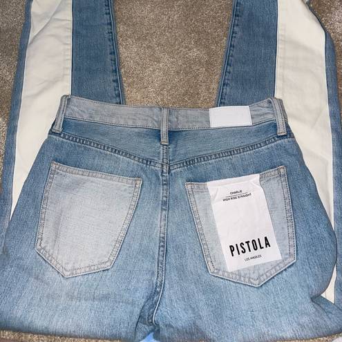 Pistola  high rise straight jeans w white detail size 27!