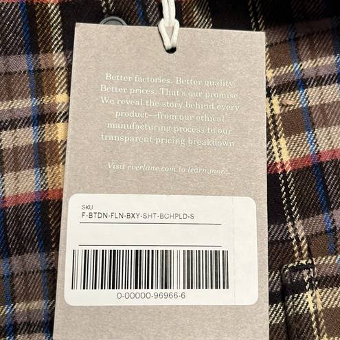 Everlane  Women’s The Boxy Flannel beech 100% cotton multi color plaid Size S NWT