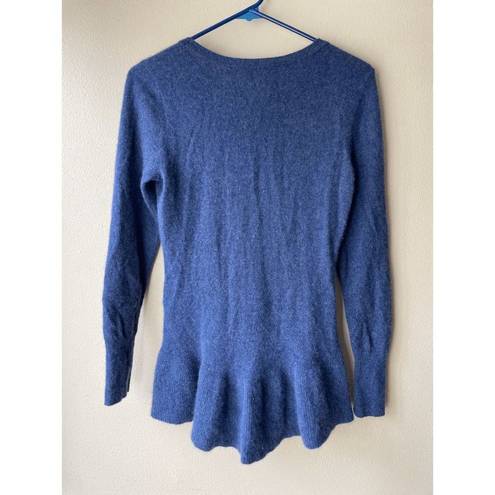 Isaac Mizrahi  Live! Women's Blue Cashmere Ruffle Hem Sweater Size XXS