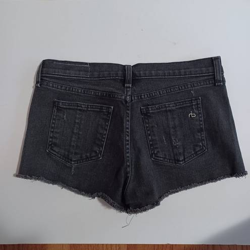 Rag and Bone  Size 26 MILA Mid Rise Cut Off Jean Shorts Black Distressed NEW