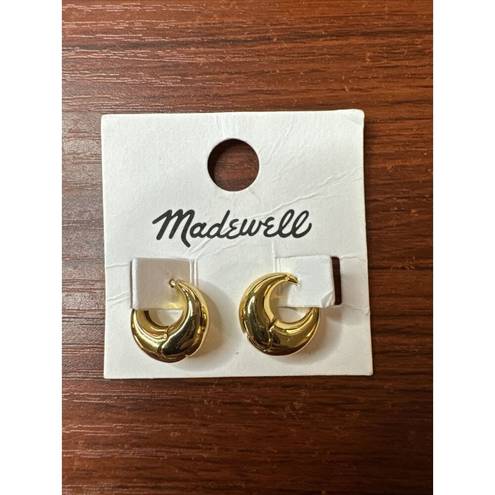 Madewell  Small Puffy Huggie Hoop Earrings In Gold Plated Brass NEW