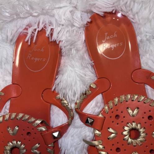 Jack Rogers  Jelly Sandals size 8 Orange and Yellow / Gold Detail