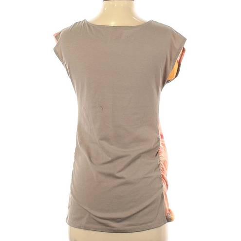 Liz Lange  MATERNITY Women's Pink Orange Watercolor Floral Ruched Tee Size XS